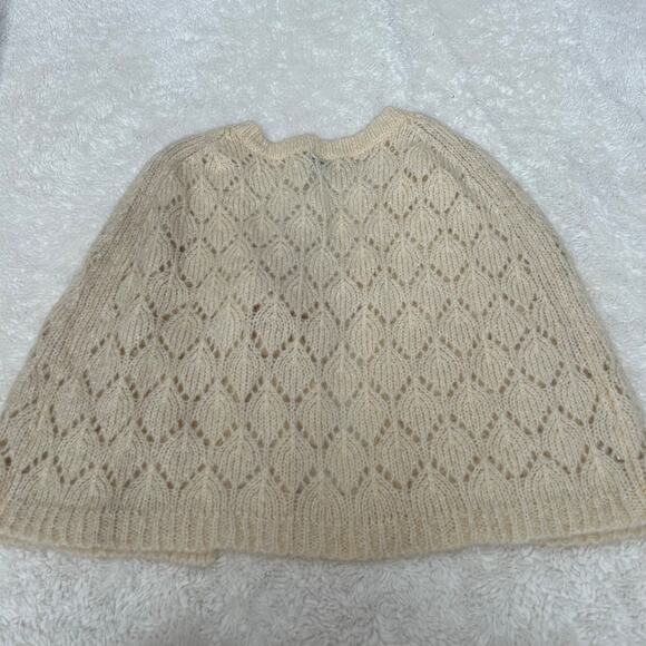 Ann Taylor Loft Womens VTG Wool Mohair Blend Front Tie Crochet Cream Sz M/L Soft - Picture 2 of 5